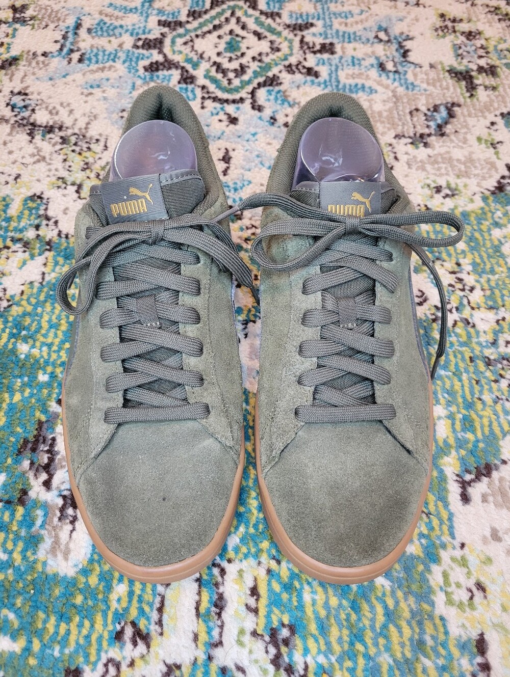 Puma Smash V2 Forest Knight Green Suede Sneakers, Size Mens 11